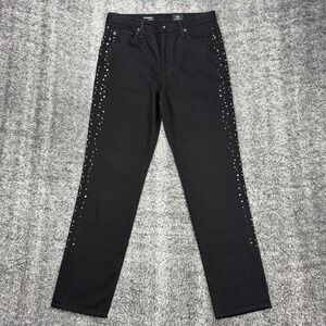 AG Adriano Goldschmied Black Jeans 28R Studded Isabelle High Rise Straight Crop